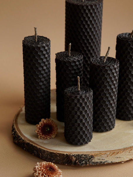 All Blakc Beeswax Candle Set